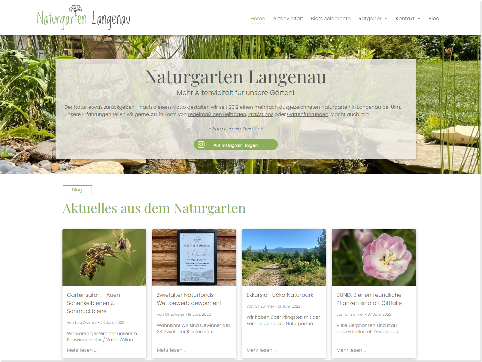 Naturgarten Langenau – für Naturschutz begeistern